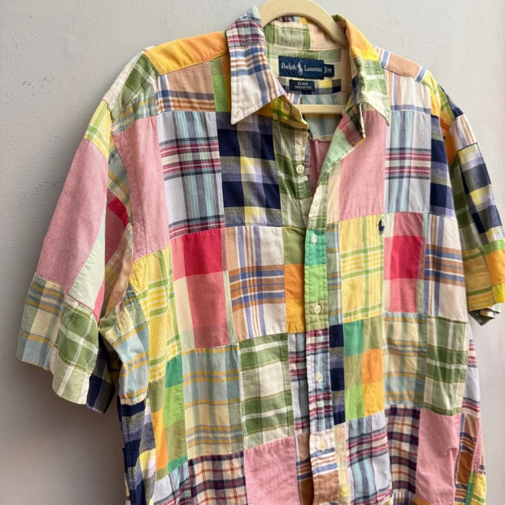 Vintage Ralph Lauren Blake Patchwork Short Sleeve Button Down, Size Medium